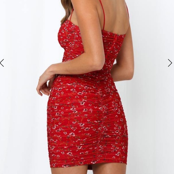 NEVER WORN - Hello Molly Got You Good Ruffled Lined Red Flower Dress - Picture 5 of 6